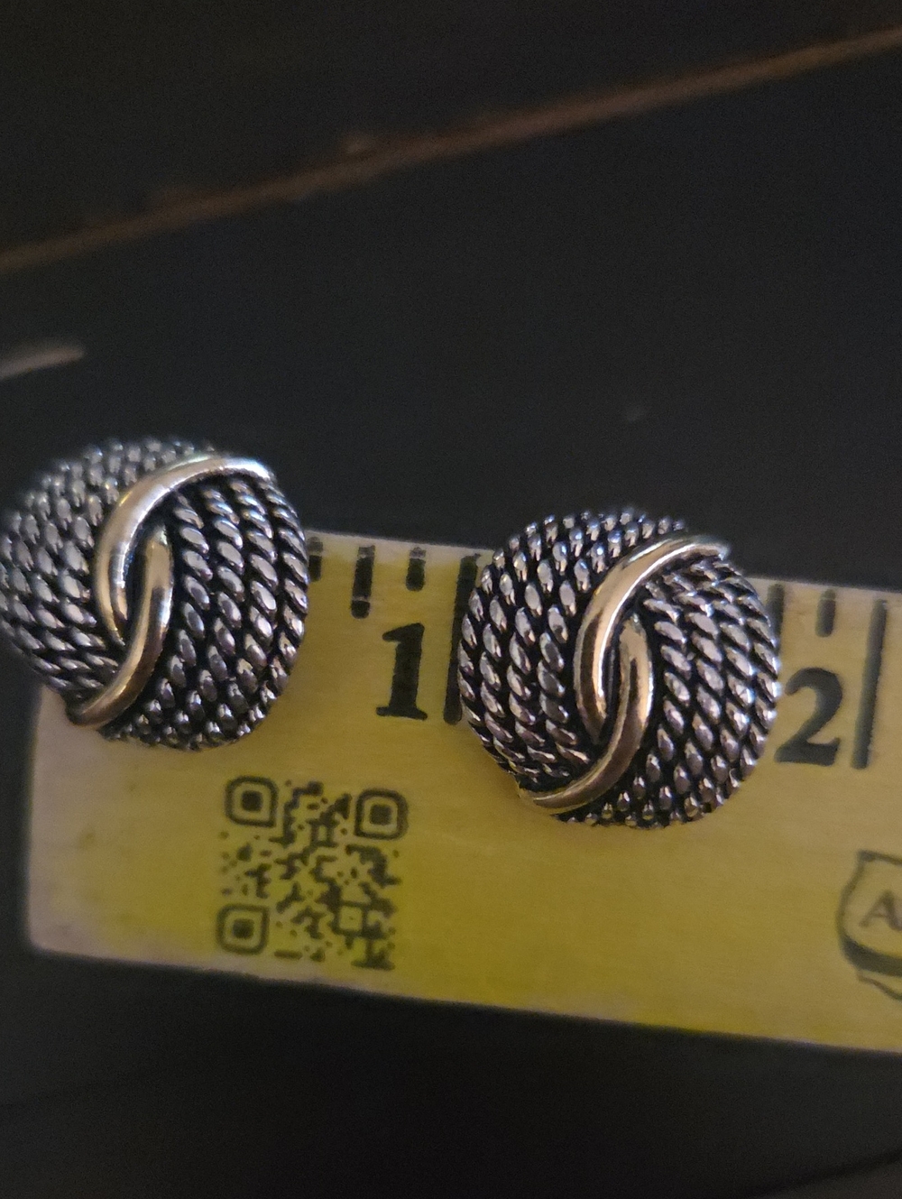 Vintage Two Tone Textured Rope Knot Clip-On Earrings